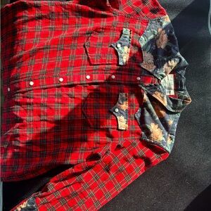 R13 large plaid cowboy blouse